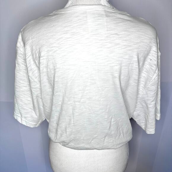 KITH White Graphic Cropped Roll Hem Crewneck T-Shirt Medium - Picture 6 of 8